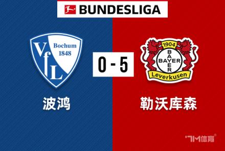 德甲-勒沃庫(kù)森5-0橫掃十人波鴻，藥廠各賽事50場(chǎng)不敗