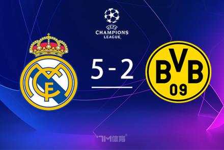 歐冠-皇馬5-2橫掃多特，維尼修斯破門，呂迪格建功