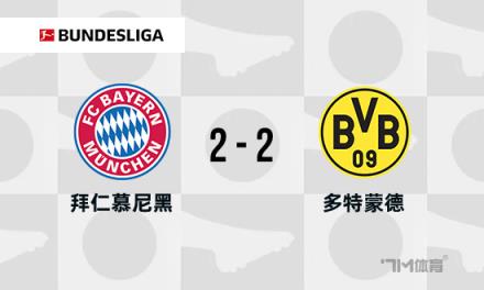 德甲-拜仁2-2多特，格納布里破門，格雷羅建功，6分領跑