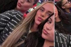 是真養(yǎng)眼?。〔祭誓崤?、海斯女友、文森特女友組團來到雷霆主場看球了！