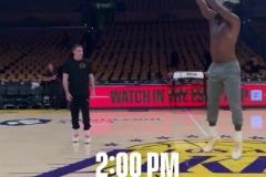 嚴(yán)陣以待！詹姆斯提前4小時(shí)抵達(dá)球館進(jìn)行熱身